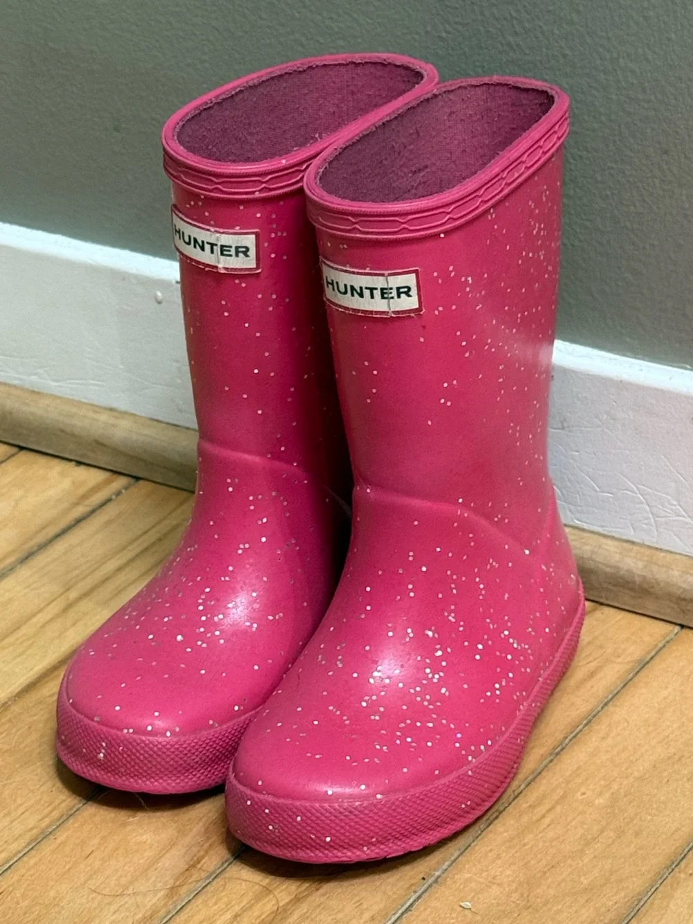 Hunter Kids Hot Pink Glitter Rain Boots